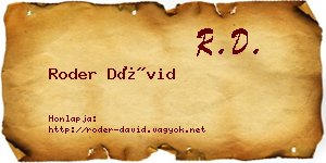 Roder Dávid névjegykártya